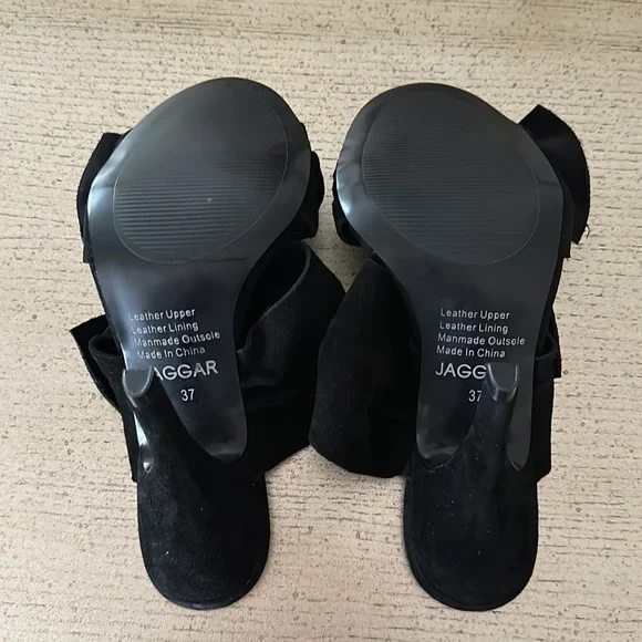 🛍️SALE🛍️ JAGGAR LEATHER DOUBLE BOW OPEN TOE SLIDE SANDALS - Picture 6 of 6